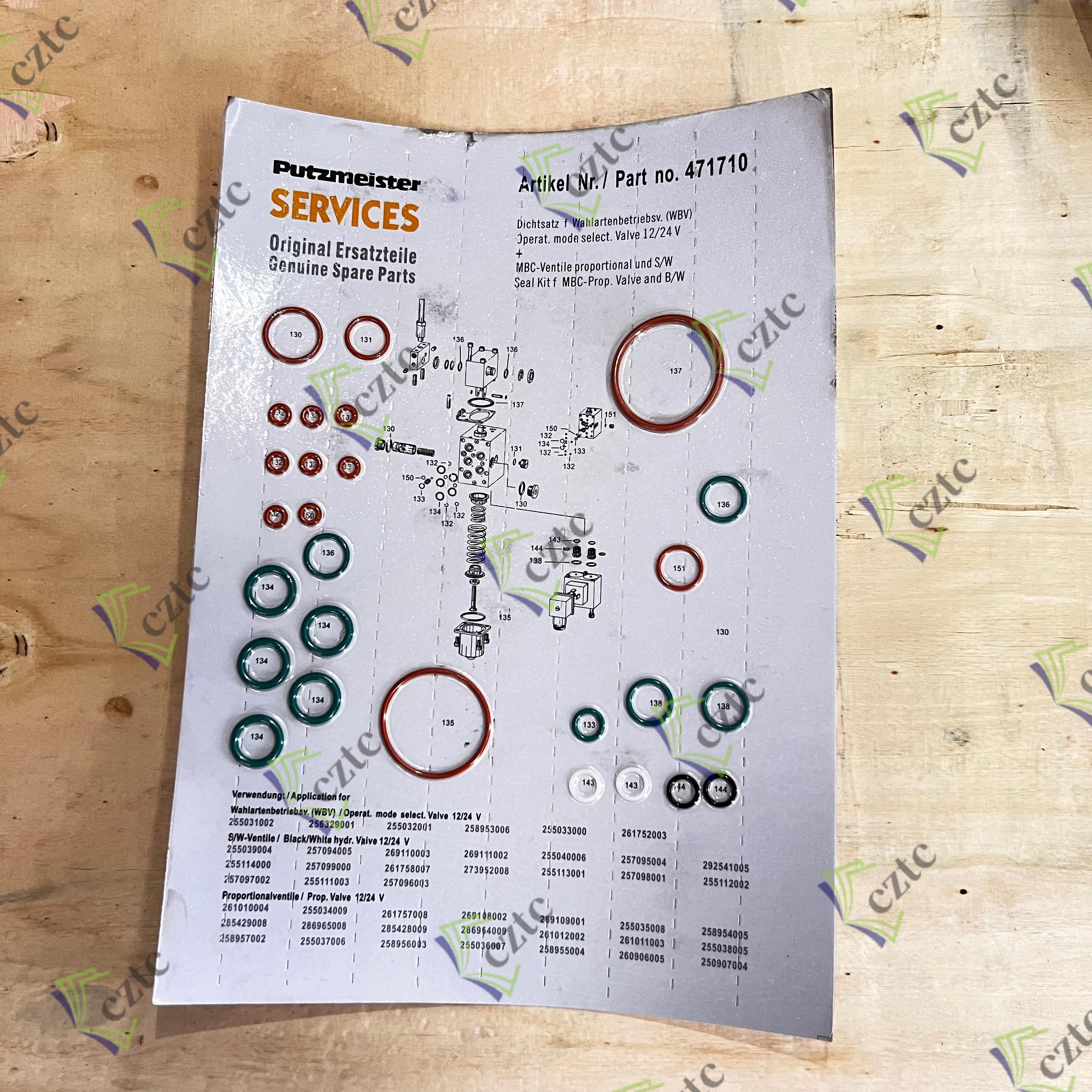 Putzmeister 471710 Concrete Pump Seal Kit Repair Kits